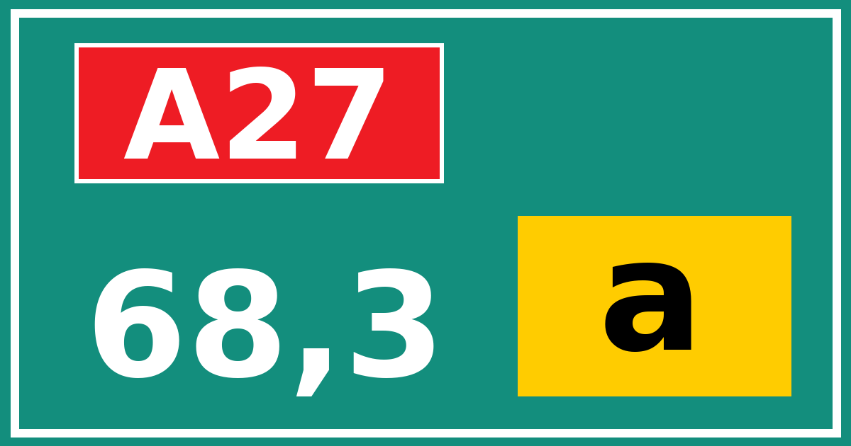Hectometerbord A27 68,3 letter a