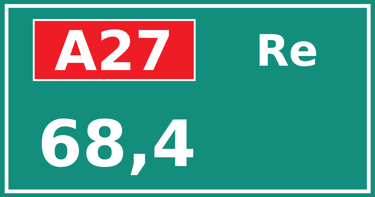Hectometerbord A27 68,4 zijde Re