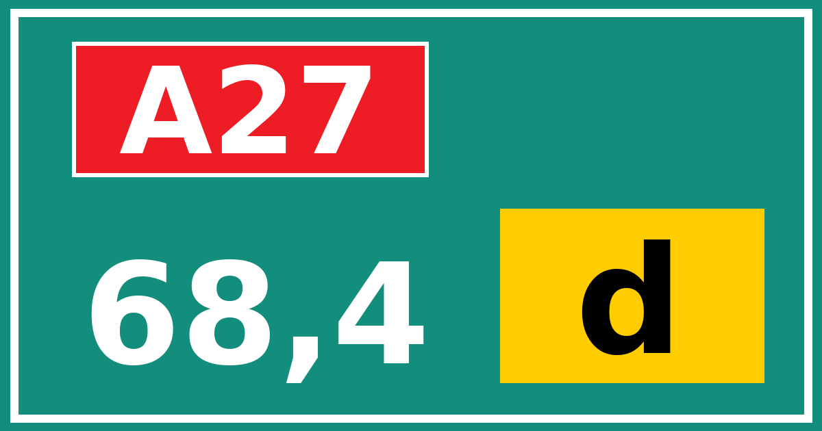 Hectometerbord A27 68,4 letter d