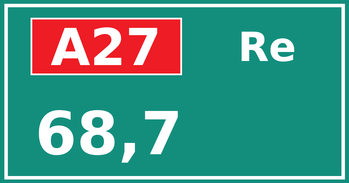 Hectometerbord A27 68,7 zijde Re