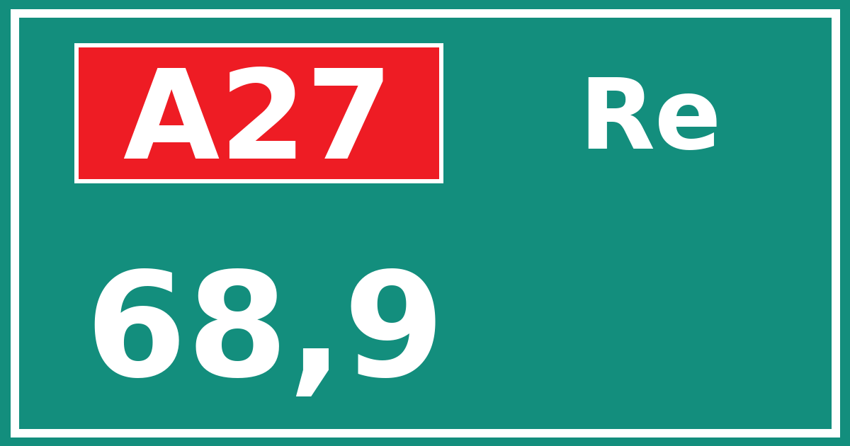 Hectometerbord A27 68,9 zijde Re