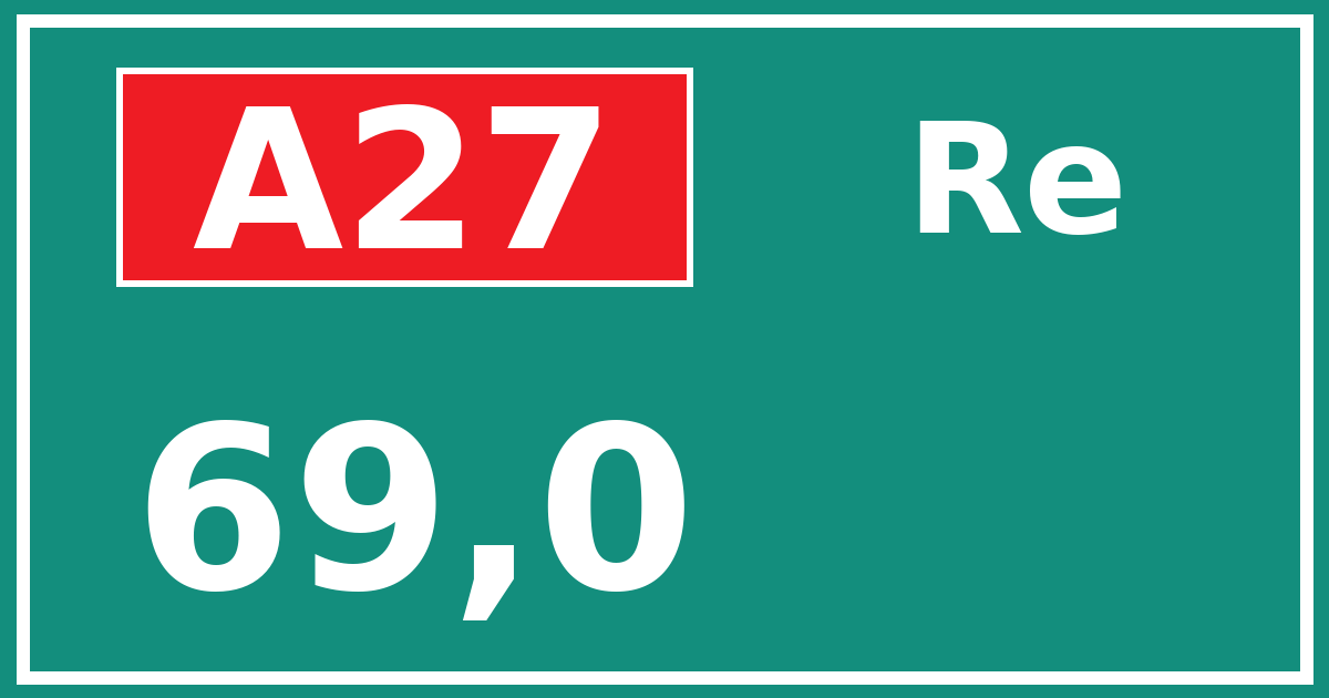 Hectometerbord A27 69,0 zijde Re
