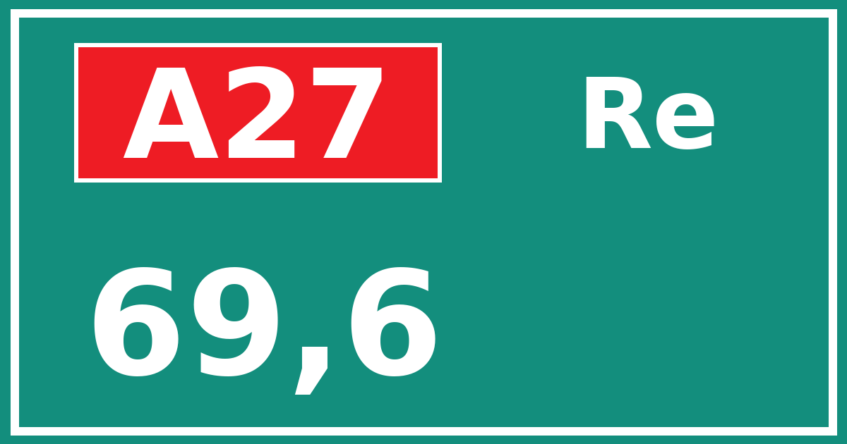 Hectometerbord A27 69,6 zijde Re