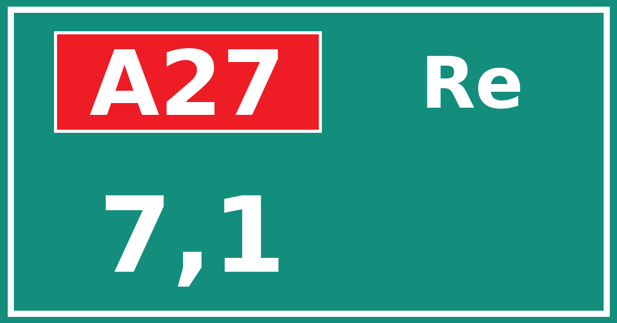 Hectometerbord A27 7,1 zijde Re