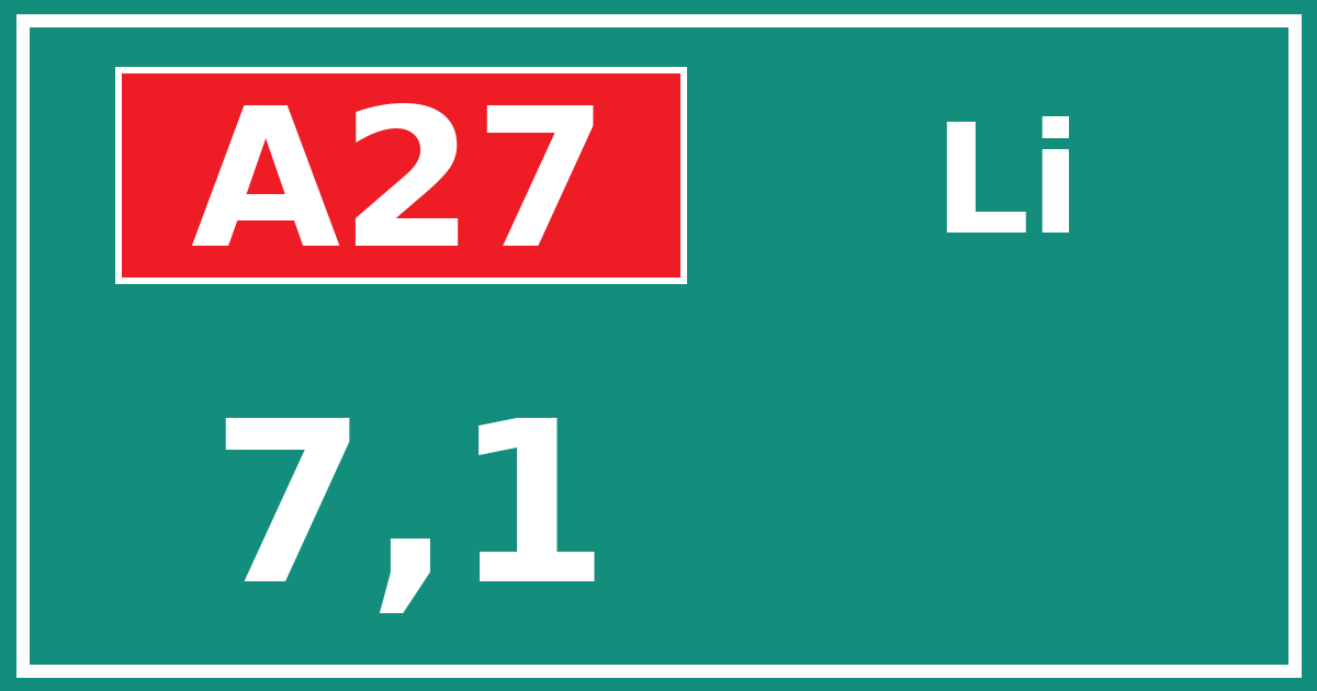 Hectometerbord A27 7,1 zijde Li