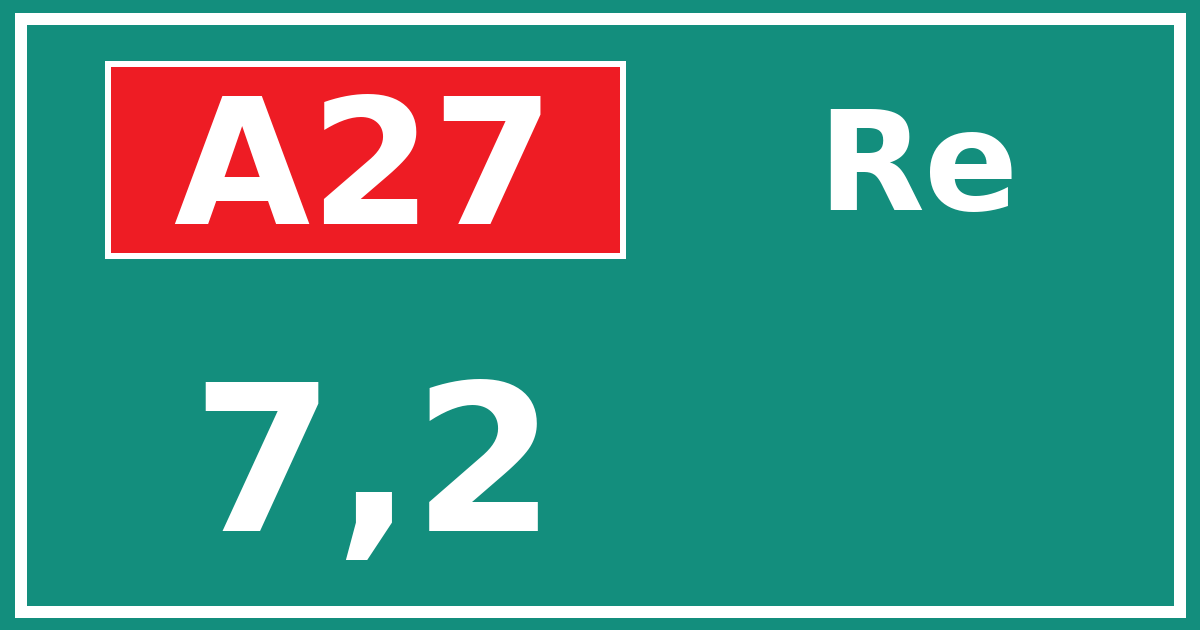 Hectometerbord A27 7,2 zijde Re