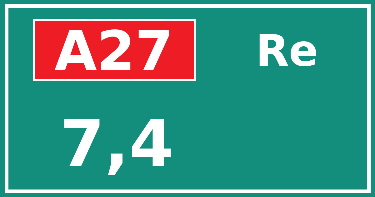 Hectometerbord A27 7,4 zijde Re