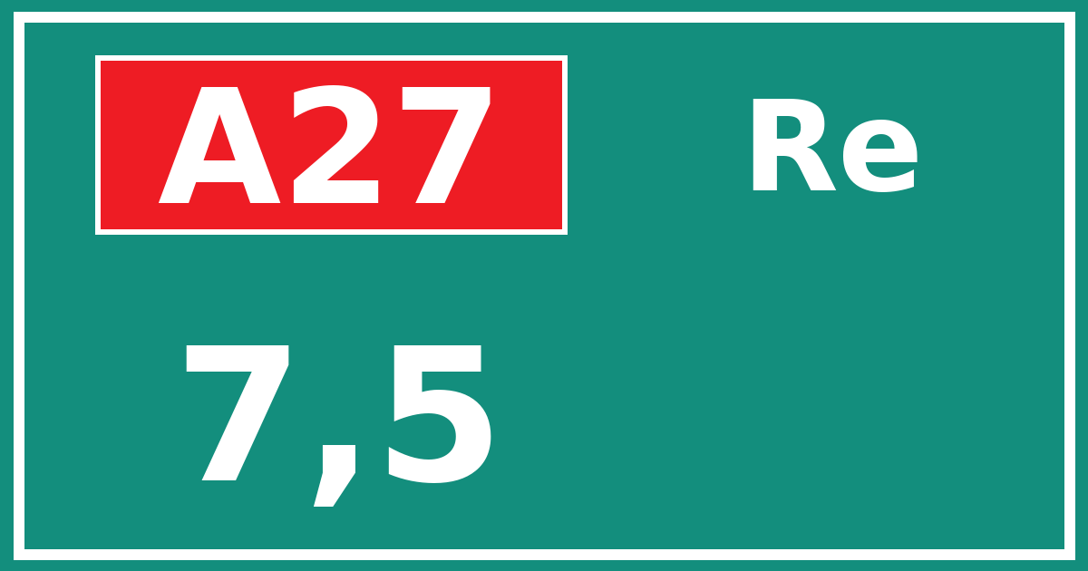 Hectometerbord A27 7,5 zijde Re
