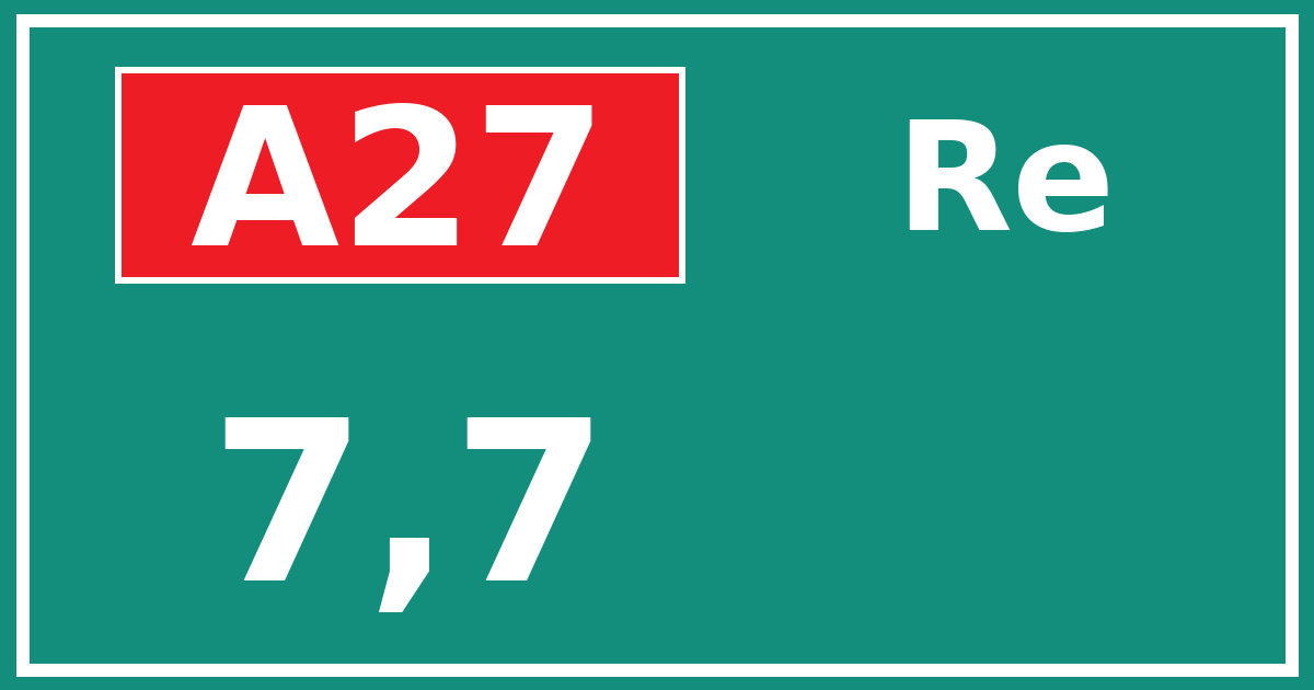 Hectometerbord A27 7,7 zijde Re
