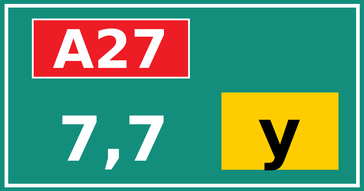 Hectometerbord A27 7,7 letter y