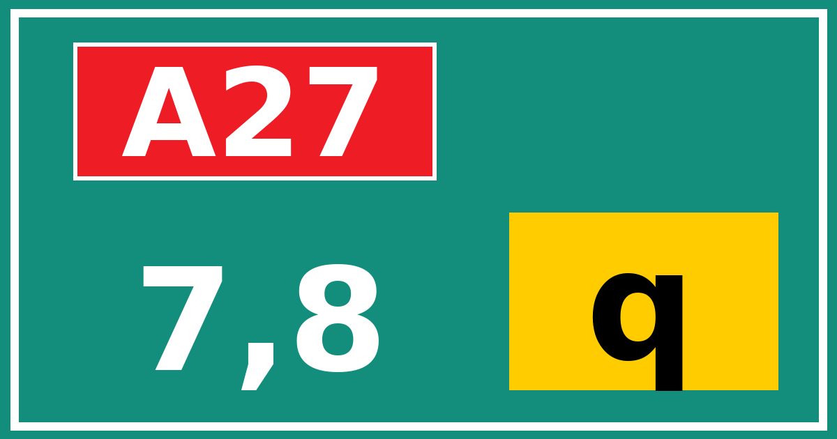 Hectometerbord A27 7,8 letter q
