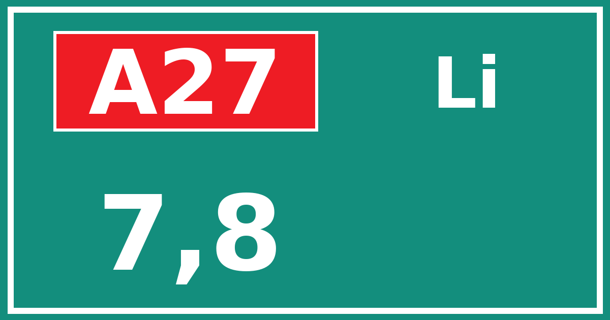 Hectometerbord A27 7,8 zijde Li