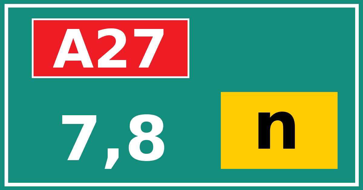 Hectometerbord A27 7,8 letter n