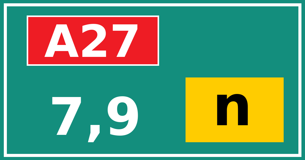 Hectometerbord A27 7,9 letter n
