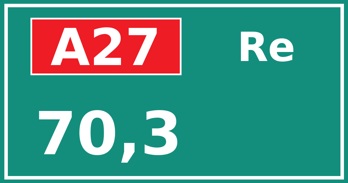 Hectometerbord A27 70,3 zijde Re