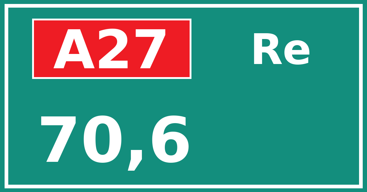 Hectometerbord A27 70,6 zijde Re