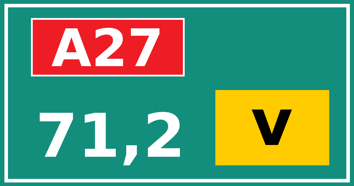 Hectometerbord A27 71,2 letter v