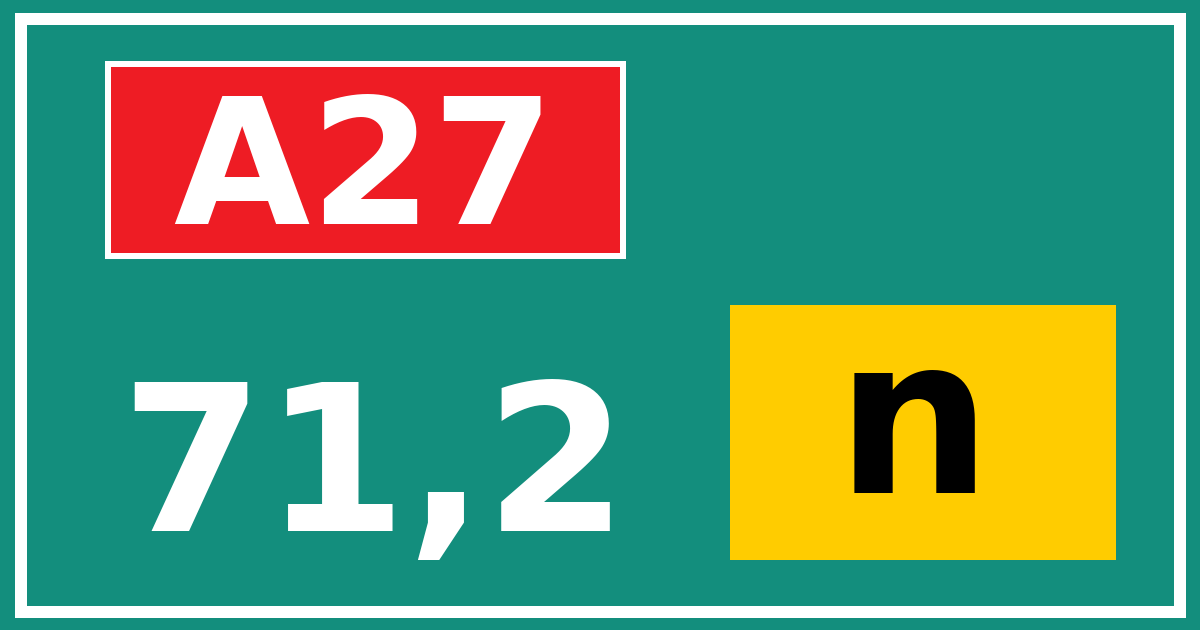 Hectometerbord A27 71,2 letter n