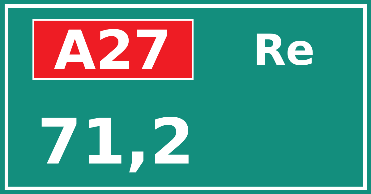 Hectometerbord A27 71,2 zijde Re