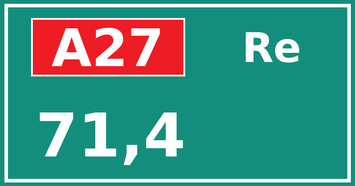 Hectometerbord A27 71,4 zijde Re