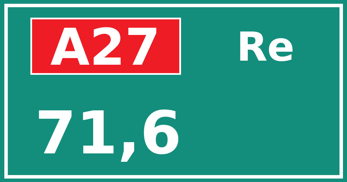 Hectometerbord A27 71,6 zijde Re