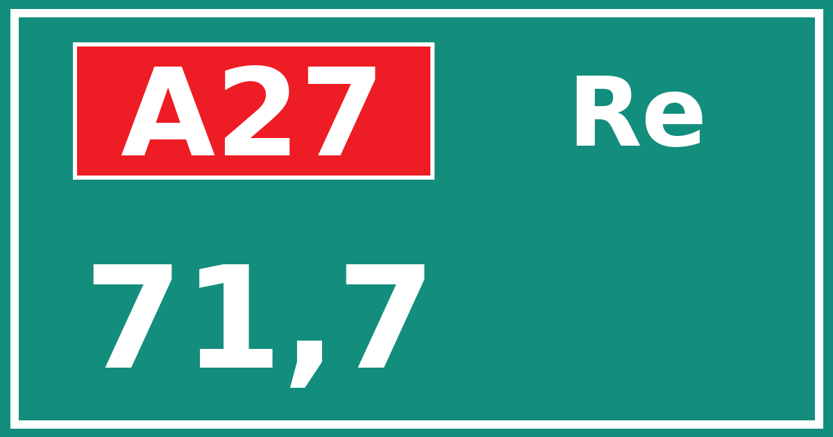 Hectometerbord A27 71,7 zijde Re