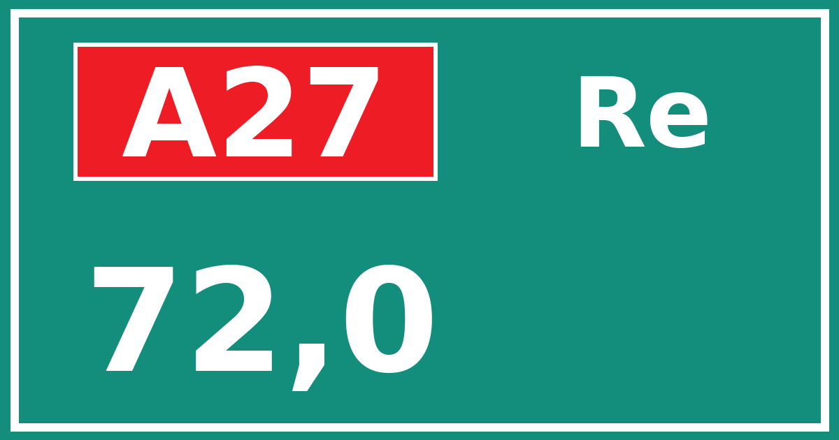 Hectometerbord A27 72,0 zijde Re