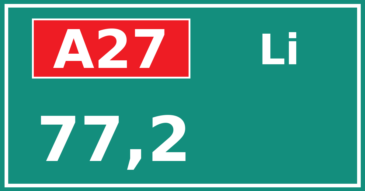 Hectometerbord A27 77,2 zijde Li