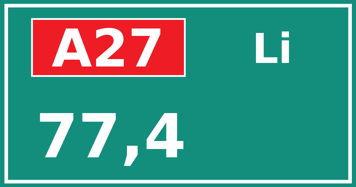 Hectometerbord A27 77,4 zijde Li