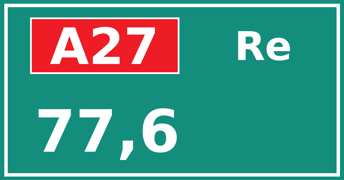 Hectometerbord A27 77,6 zijde Re