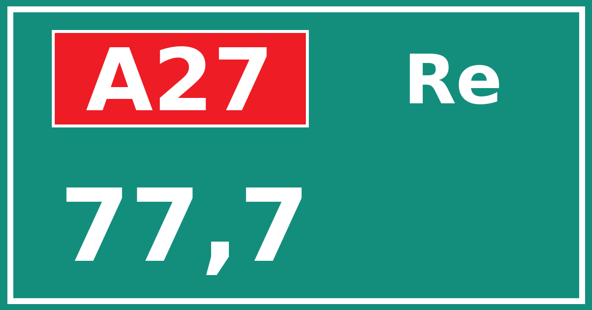 Hectometerbord A27 77,7 zijde Re
