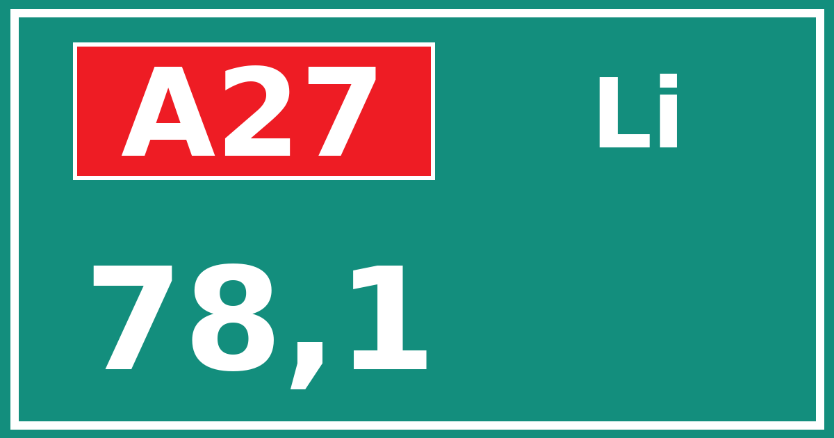 Hectometerbord A27 78,1 zijde Li