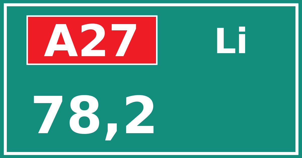 Hectometerbord A27 78,2 zijde Li
