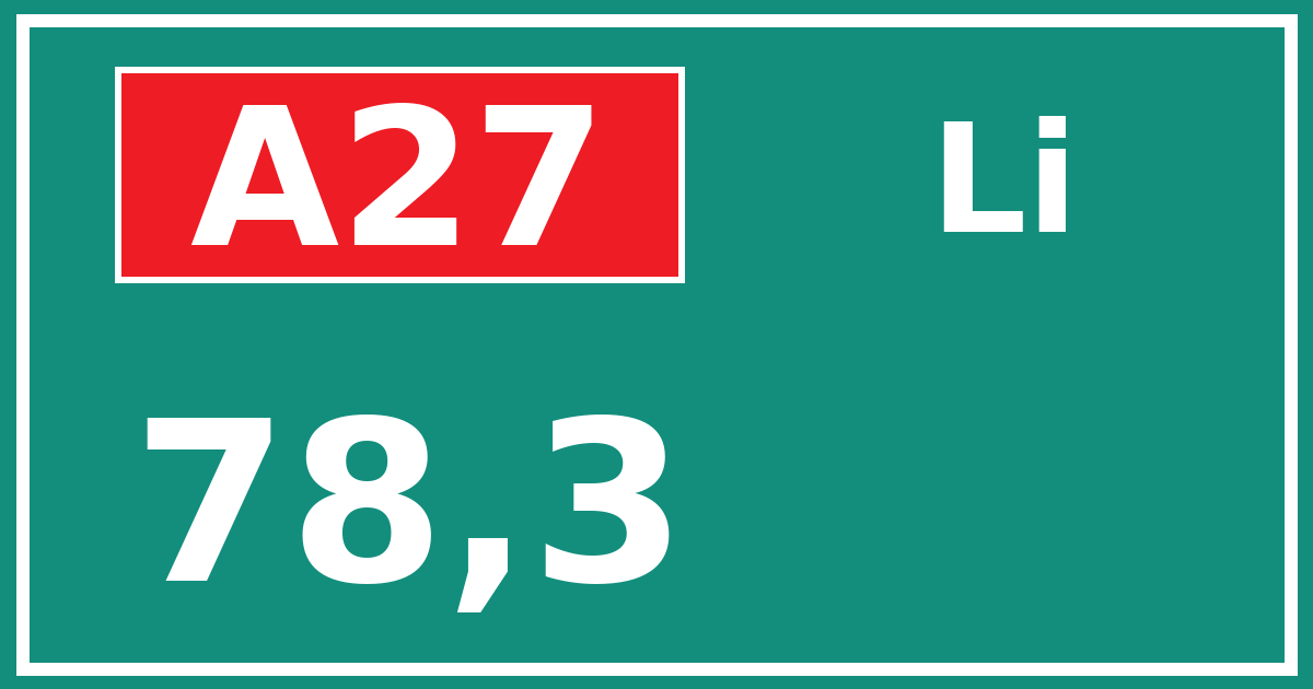 Hectometerbord A27 78,3 zijde Li