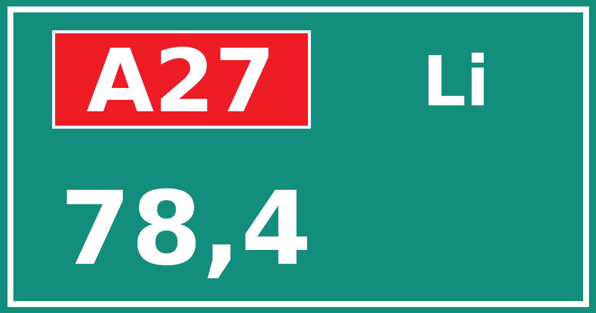 Hectometerbord A27 78,4 zijde Li