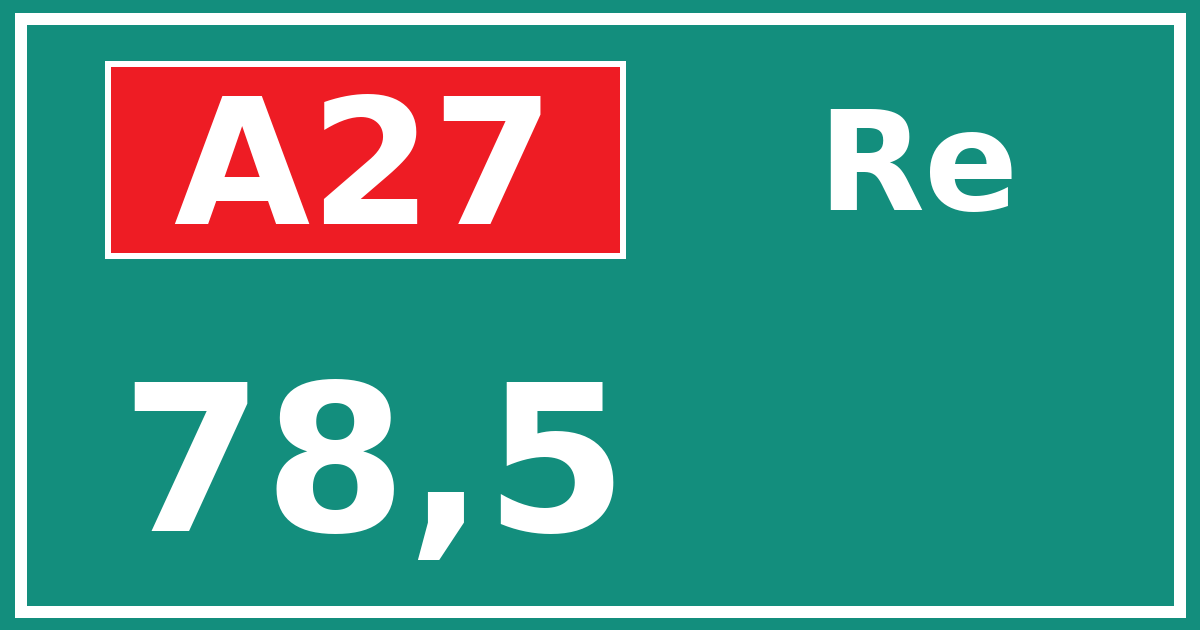 Hectometerbord A27 78,5 zijde Re