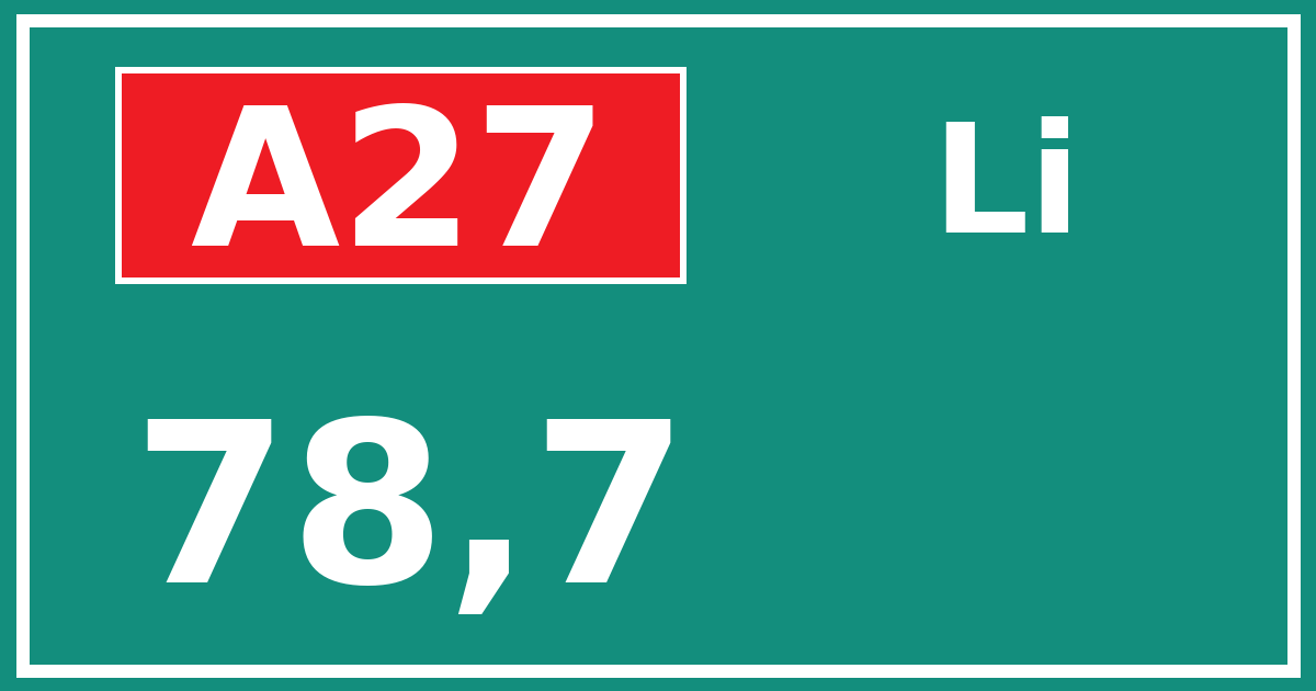 Hectometerbord A27 78,7 zijde Li