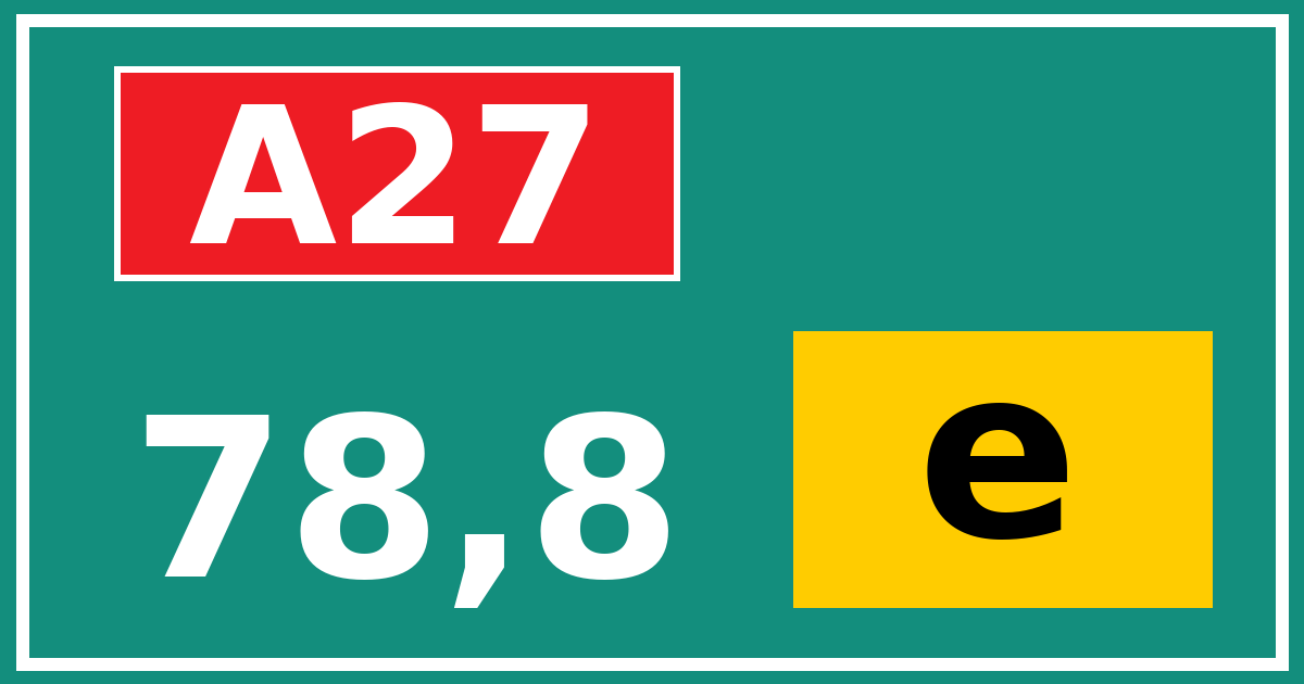 Hectometerbord A27 78,8 letter e