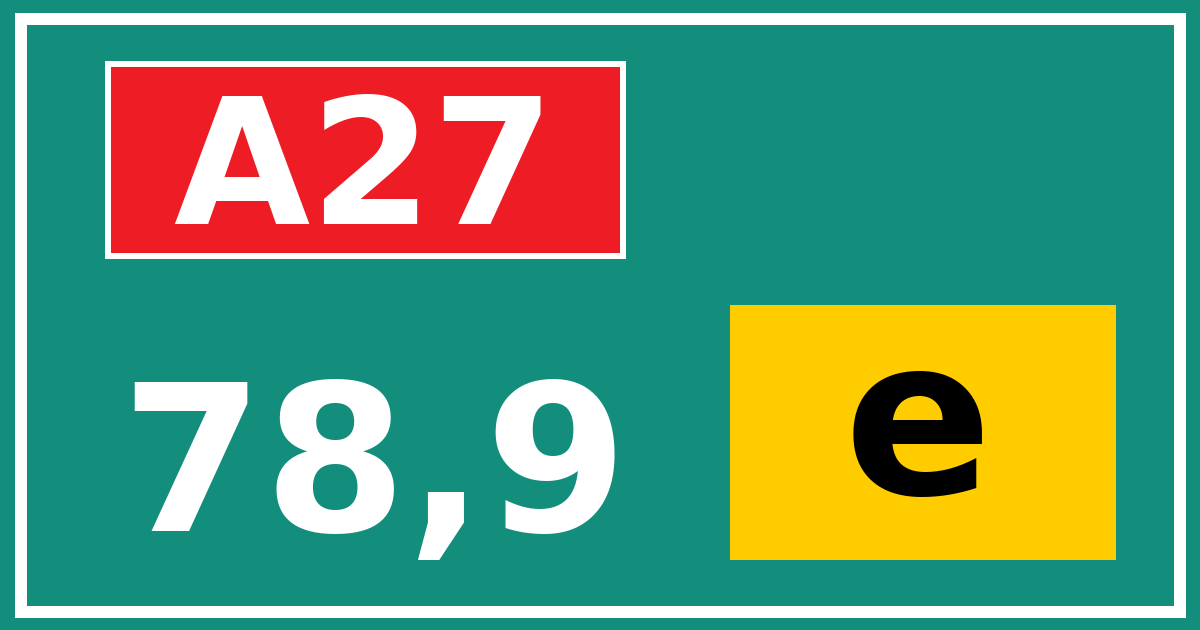 Hectometerbord A27 78,9 letter e