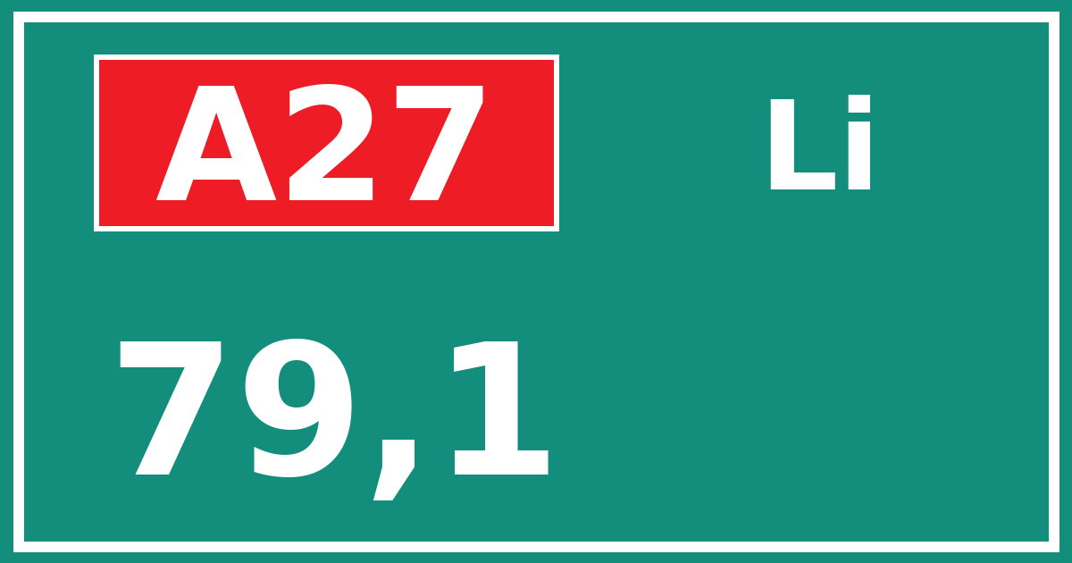 Hectometerbord A27 79,1 zijde Li