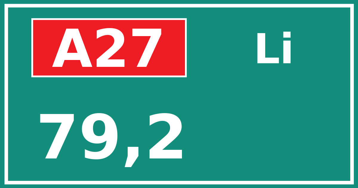 Hectometerbord A27 79,2 zijde Li