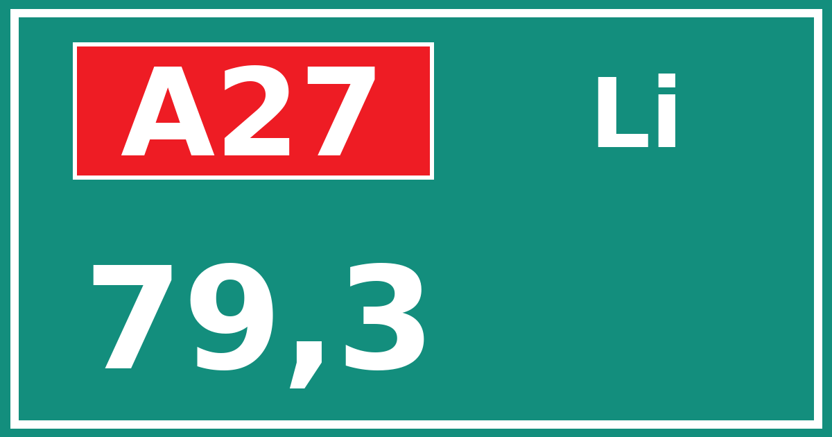Hectometerbord A27 79,3 zijde Li