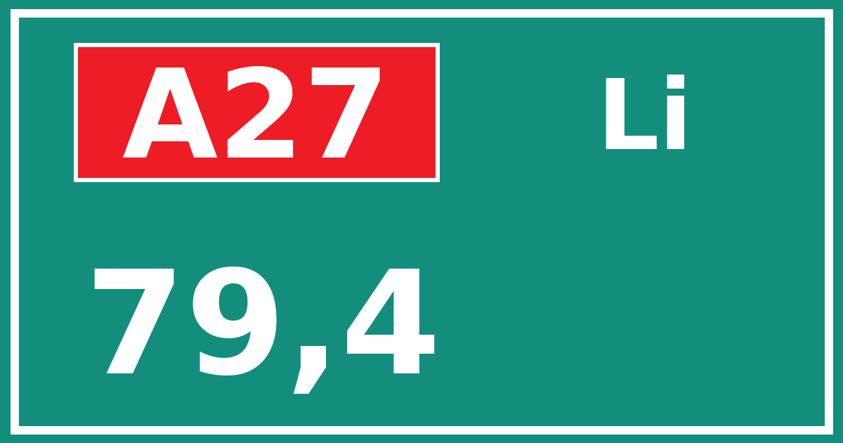 Hectometerbord A27 79,4 zijde Li