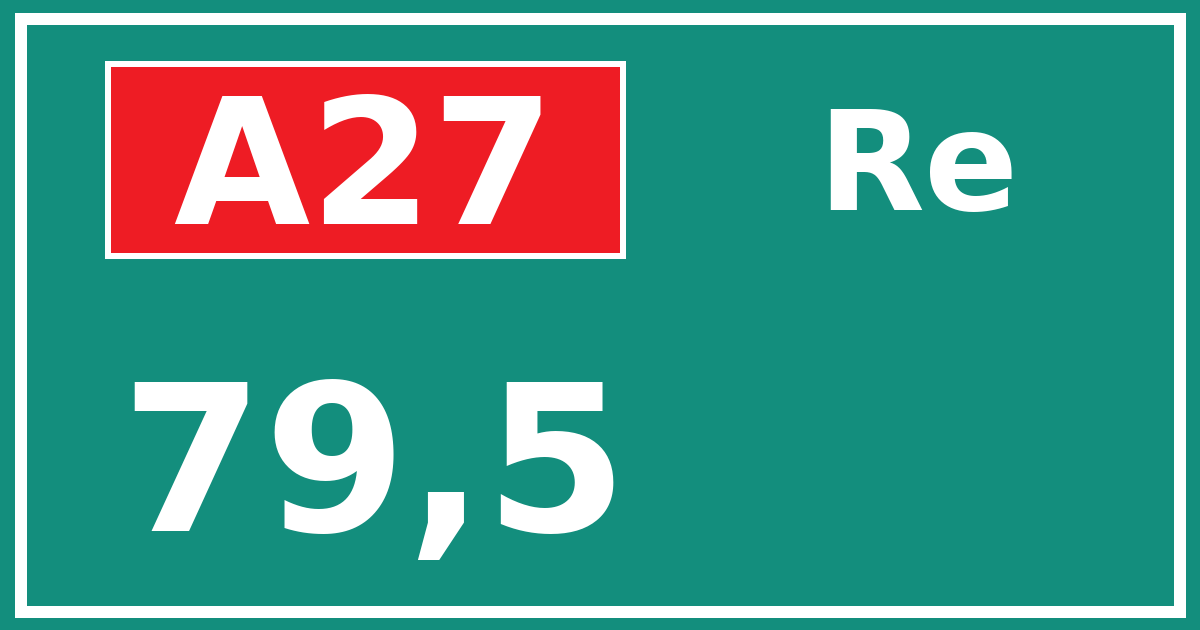 Hectometerbord A27 79,5 zijde Re