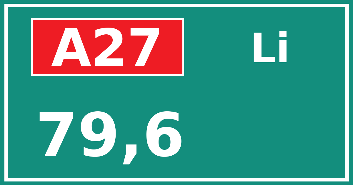 Hectometerbord A27 79,6 zijde Li