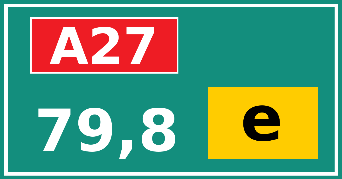 Hectometerbord A27 79,8 letter e