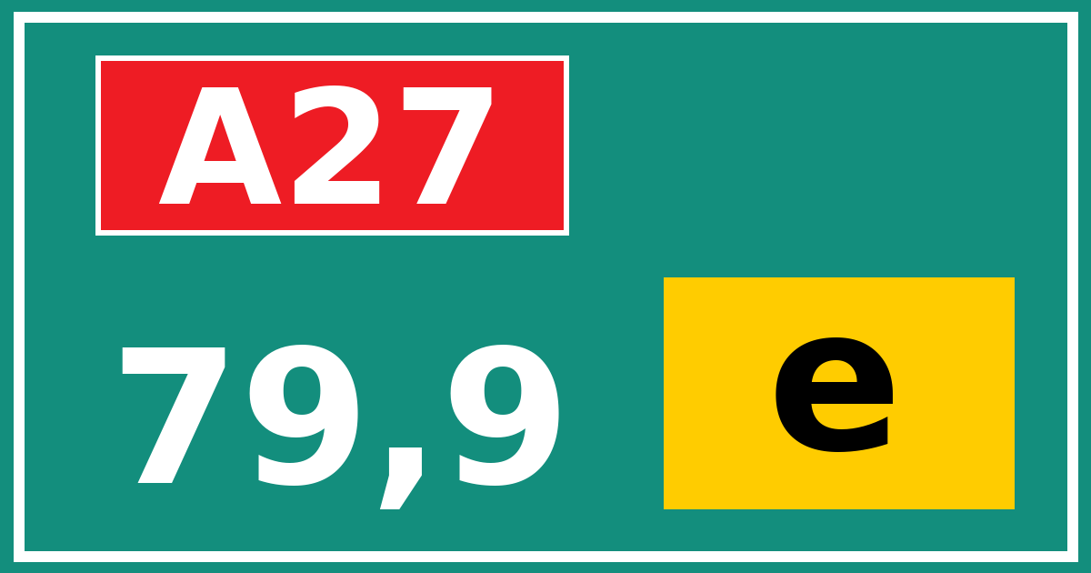 Hectometerbord A27 79,9 letter e