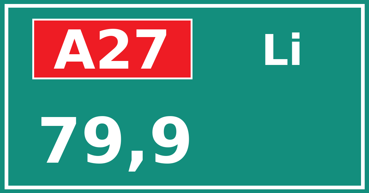 Hectometerbord A27 79,9 zijde Li