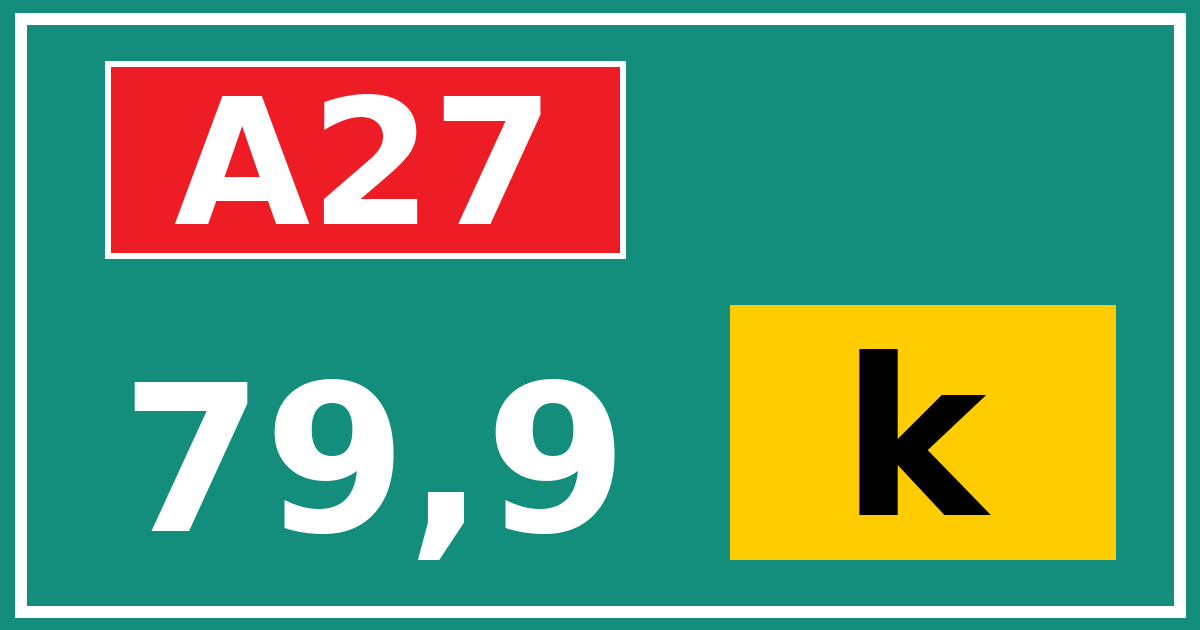 Hectometerbord A27 79,9 letter k