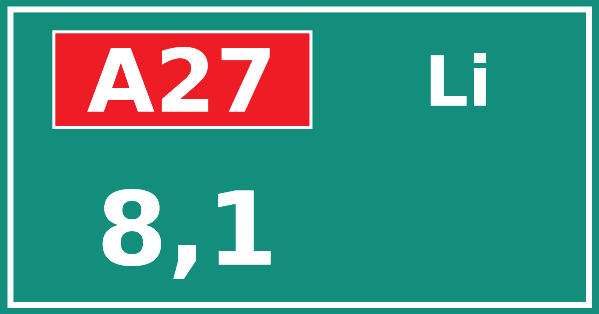 Hectometerbord A27 8,1 zijde Li